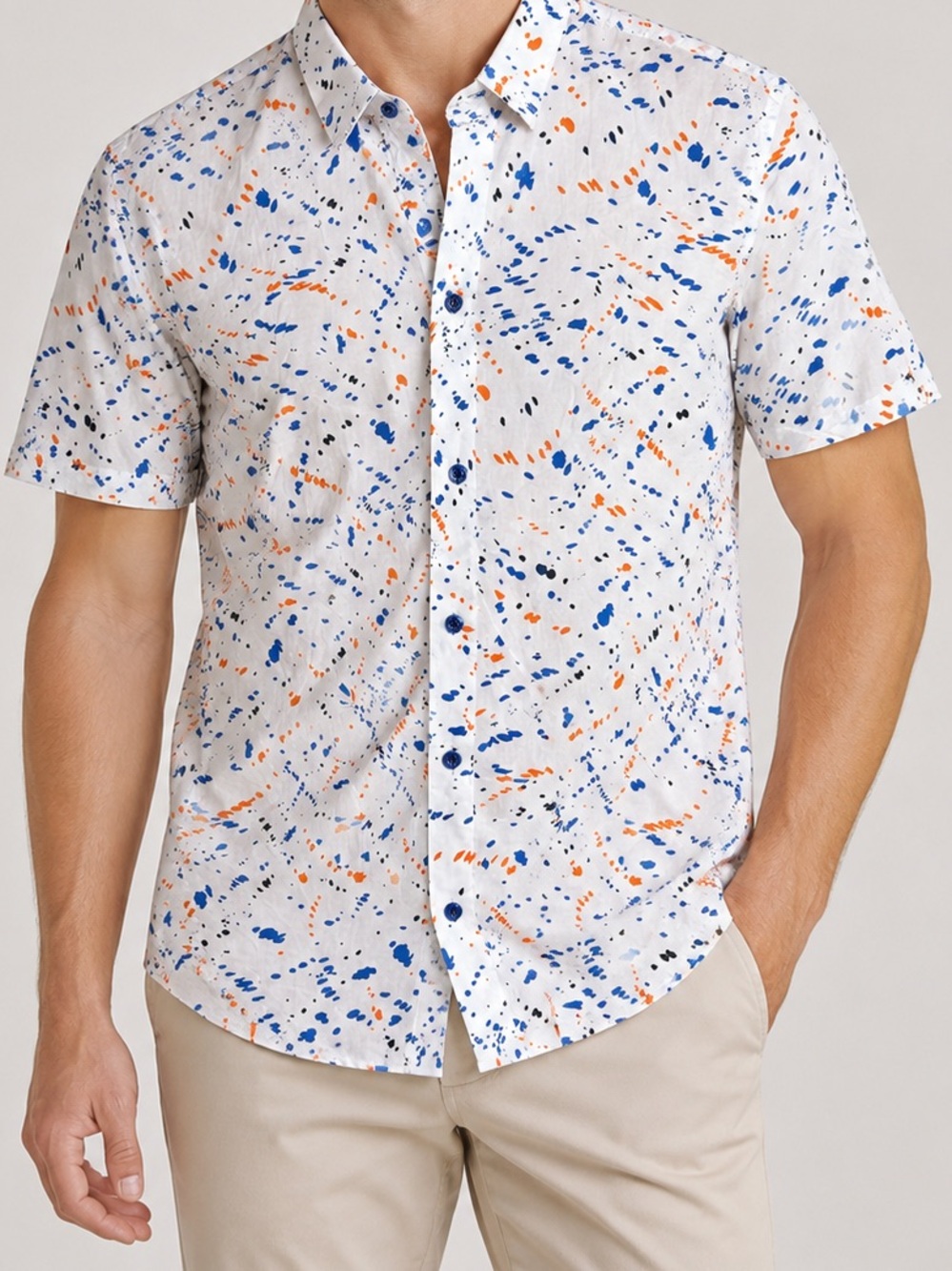 John Varvatos Men’s Short Sleeve Button Up Shirt Abstract Print Size S 3 for $30